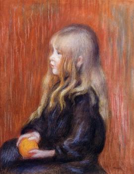 Pierre Auguste Renoir : Coco Holding a Orange